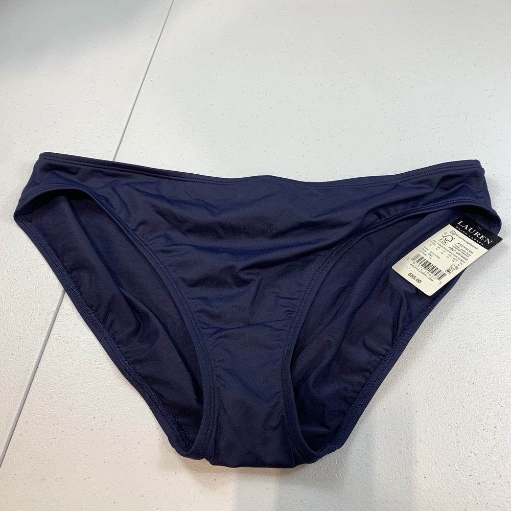 Lauren Ralph Lauren Women's Swim Bikini Bottoms 14 Hipsters Navy Blue Classic